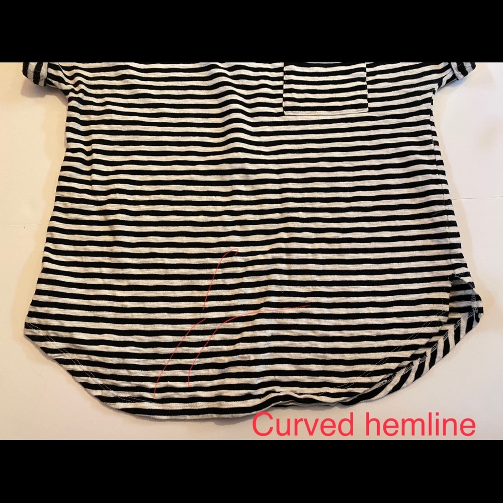 100% cotton B&W striped pocket t